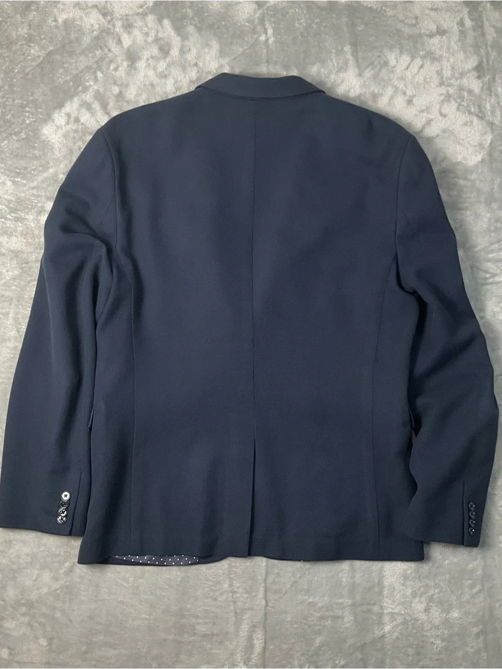 Express Photographer Men's Large Navy Two-Button Sports Coat Slim Fit
